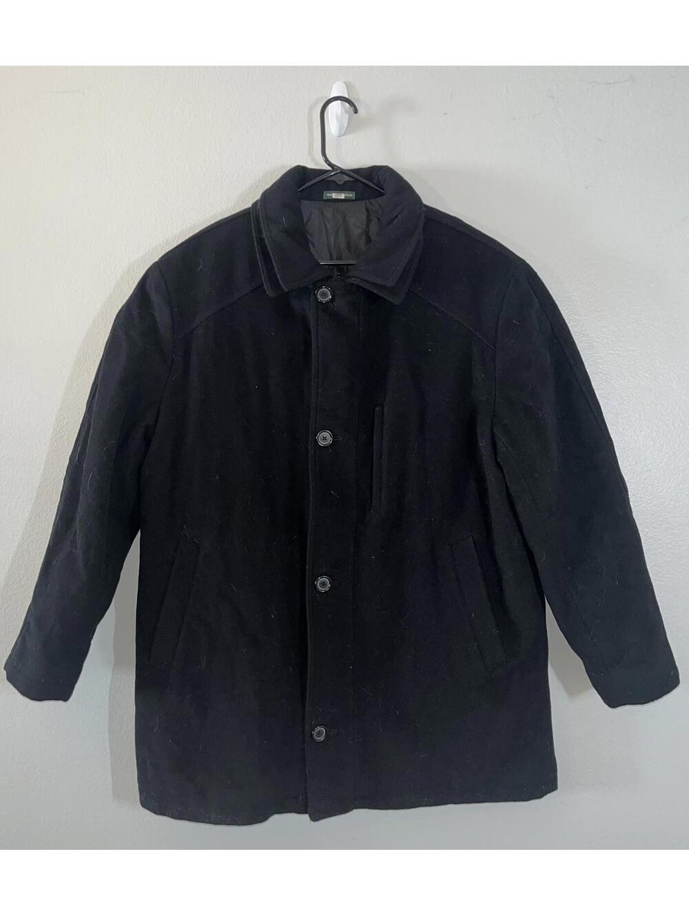 Lauren Ralph Lauren Black Peacoat 100% Wool Quilted Classic Men’s Sz 44R